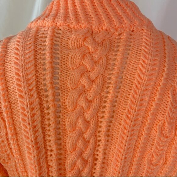 HANDMADE PASTEL CABLE  KNIT SWEATER MOCK NECK OVERSIZED CHUNKY SWEATER SMALL - Picture 6 of 7